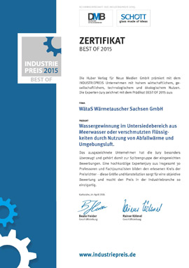 Zertifikat Deutscher Industriepreis 90362 - Entsalzung